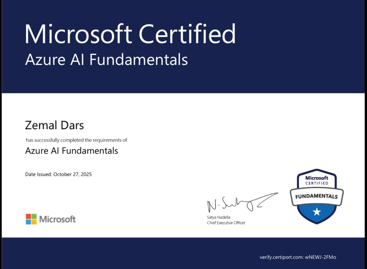 Microsoft Azure AI Fundamentals certificate